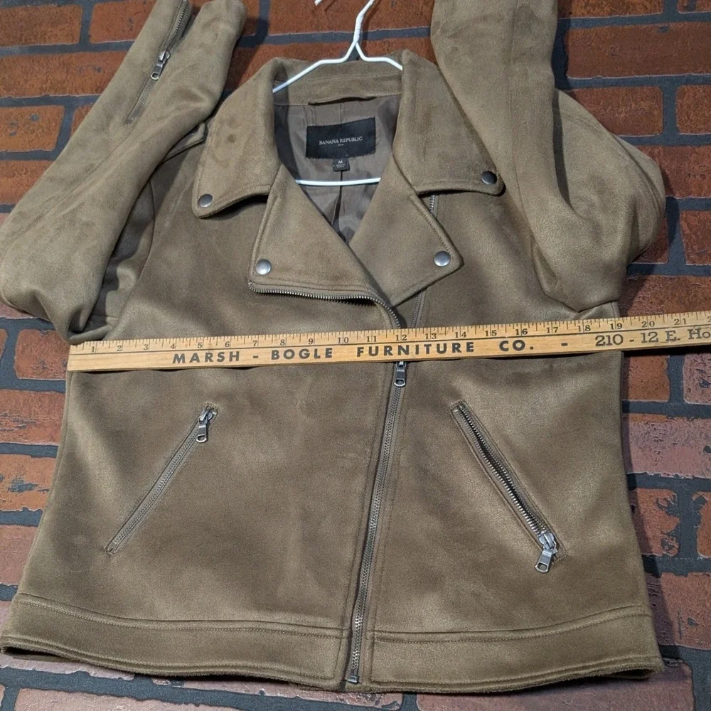 Banana Republic Vegan‎ Suede Moto Jacket Women's M Asymmetrical Zip Biker